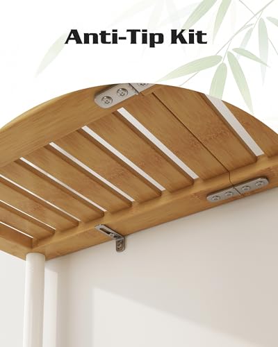 LiSHELF Bamboo Over The Toilet Storage Shelf 3-Tier Bathroom Organizer Rack Freestanding Above Toilet Shelves Space Saver for Small Bathroom, Laundry, White