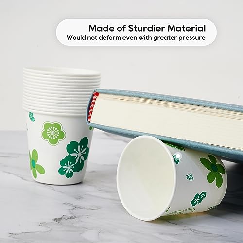[300 Pack] Paper Cups, 3oz Disposable Bathroom Cups, Mouthwash Cups, Cold Disposable Drinking Cup for Party, Picnic, BBQ, Travel, and Event, Green Floral - color: JP-3-ZB01-300