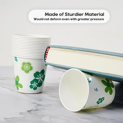 [300 Pack] Paper Cups, 3oz Disposable Bathroom Cups, Mouthwash Cups, Cold Disposable Drinking Cup for Party, Picnic, BBQ, Travel, and Event, Green Floral - color: JP-3-ZB01-300
