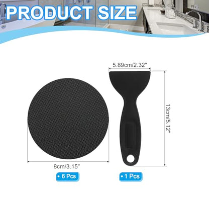 PATIKIL Bathtub Non Slip Stickers, 6 Pack Safety Shower Floor Anti Slip Stickers with Adhesive Decals Scraper for Bath Tub Shower Floor Stair, Black - color: Black