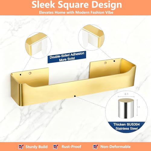 Self Adhesive Hand Towel Holder/Towel Ring,Stainless Steel Hand Towel Bar Rustproof Stick on Wall-Towel Rack for Bathroom/Kitchen (1, Brushed Gold, 9 Inch) - color: Brushed Gold