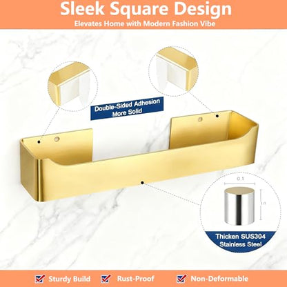 Self Adhesive Hand Towel Holder/Towel Ring,Stainless Steel Hand Towel Bar Rustproof Stick on Wall-Towel Rack for Bathroom/Kitchen (1, Brushed Gold, 9 Inch) - color: Brushed Gold
