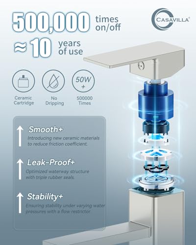 Bathroom Faucets, Bathroom Sink Faucet with Pop-up Sink Drain Stopper & Deck Plate 1 or 3 Hole, Single Handle Modern Farmhouse RV Faucet, Brushed Sealing Glaze - color: 2.Brushed Sealing Glaze, style: Short