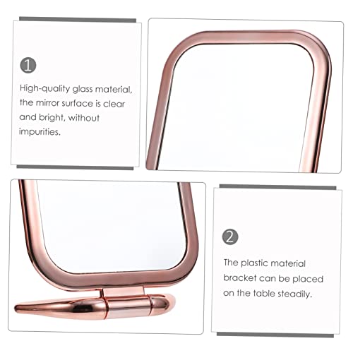Double Sided Folding Vanity Mirror with Magnification Portable Travel Makeup Mirror for Bathroom Countertop and Dressing Table Rose Gold for Women