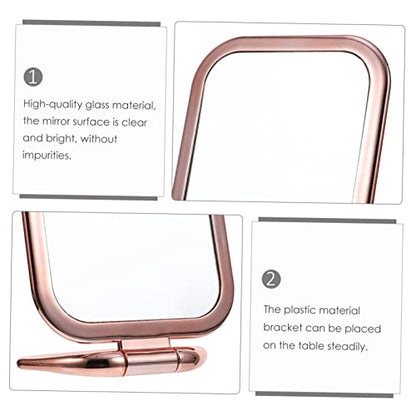Double Sided Folding Vanity Mirror with Magnification Portable Travel Makeup Mirror for Bathroom Countertop and Dressing Table Rose Gold for Women