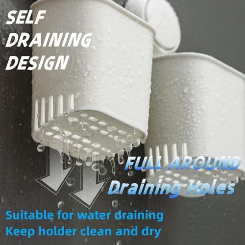 HOME&I Suction Cup Toothbrush Holder for Shower Wall, Drill-Free Self-Draining Bathroom Organizer, Removable Wall Mounted Storage for Toothpaste, Razor & Accessories - size: 1 Pack/White
