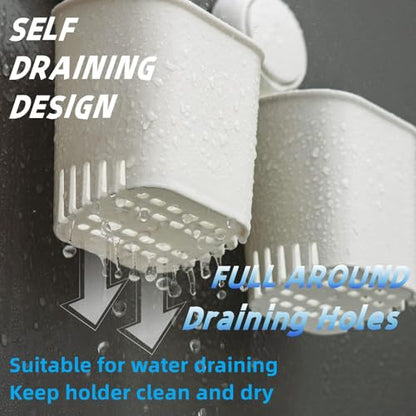HOME&I Suction Cup Toothbrush Holder for Shower Wall, Drill-Free Self-Draining Bathroom Organizer, Removable Wall Mounted Storage for Toothpaste, Razor & Accessories - size: 1 Pack/White
