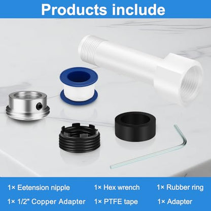 Four in One Tub Spout Adapter, Bath Tub Spout Kit Compatible with 1/2'' Copper Pipe, for 1/2'' and 3/4'' Pipe Thread, Slip on Adapter Kit with Assembly Tool