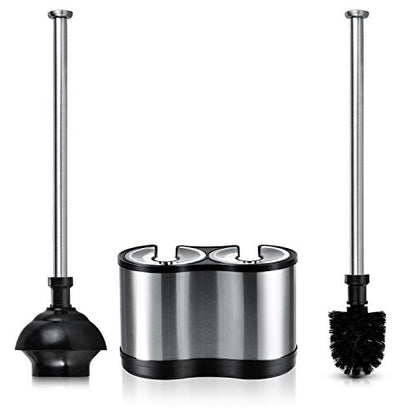 ToiletTree Products Modern Deluxe Freestanding Toilet Brush and Plunger Combo - 5.5" x 9.5" x 18.5" (2 Pack) - style: Combo 2 Pack