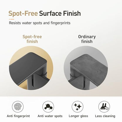 Modern Single Hole Bathroom Faucet, Luxury Matte Black Bathroom Sink Faucet | Solid Brass Body & Premium Ceramic Valve, Centerset 4 Inch, Spot-Free Finish & Anti-Splash Design - color: Matte Black（Set of 1)