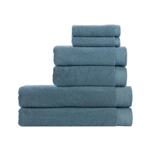 Christy Luxe 6 Piece Towel Set | Denim Blue | Luxe Heavyweight 100% Turkish Cotton | Ultra Soft | Super Absorbent | 730GSM | 2 Bath Sheets 2 Hand Towel 2 Face Cloths - color: Denim, size: 6 Piece Bath Sheet Set