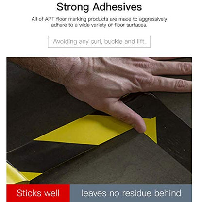 APT Premium Durable Black & Yellow Striped Safety Marking Tape (42 Rolls of 2" x 99Ft) Hazard Caution& Warning, Social Distancing, Warehouse & Gym Floor - color: Yellow / Black, size: 2 Inch, 42 Rolls