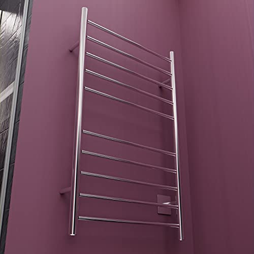 ANZZI Crete 10 Bar Stainless Steel Wall Mounted Towel Warmer Rack | Temperatue Range 104 F 122 F For Quick Warming, F 122 Made Sturdy Add Touch, Finish Polished Chrome, Rhino Alloy Certified