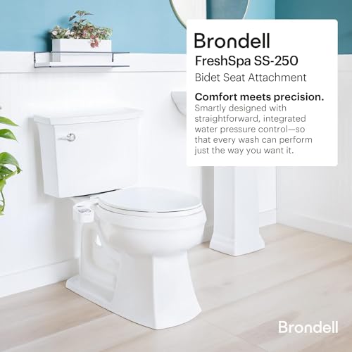 Brondell FSP-250 FreshSpa Thinline Precision Essential Bidet Attachment for Toilet Seats with Adjustable Water Pressure, Side Arm Control, Thin Profile, White (Dual Nozzles) - style: Dual Nozzle