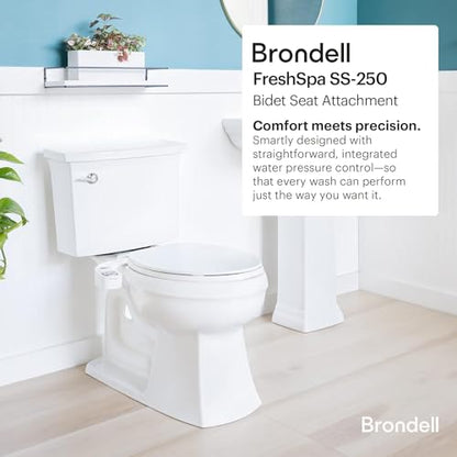 Brondell FSP-250 FreshSpa Thinline Precision Essential Bidet Attachment for Toilet Seats with Adjustable Water Pressure, Side Arm Control, Thin Profile, White (Dual Nozzles) - style: Dual Nozzle