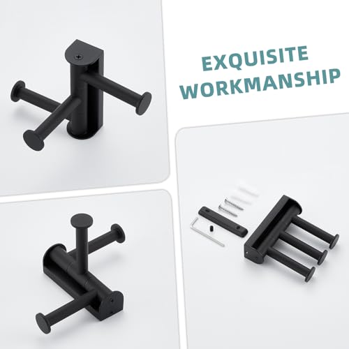Suyar Bathroom Towel Hook Matte Black, Swivel Robe Holder 3 Arms, Wall Hook | SUS304 Stainless Steel, Screw Mount - color: Matte Black, size: 1 Pack