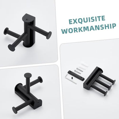 Suyar Bathroom Towel Hook Matte Black, Swivel Robe Holder 3 Arms, Wall Hook | SUS304 Stainless Steel, Screw Mount - color: Matte Black, size: 1 Pack