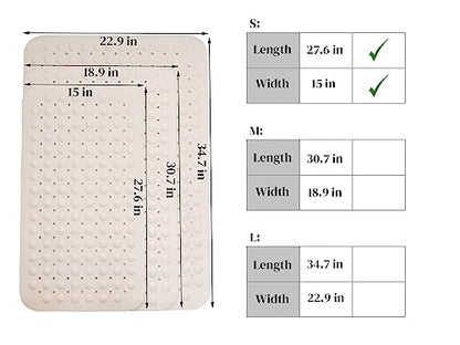 Bathtub Mat Non Slip, Shower Mats with Suction Cup and Drain Holes, Showers Floor Bath Mats for Tub, Drainage Hole Bath Tub Mat for Bathroom (27.6" × 15", Beige) - color: Beige