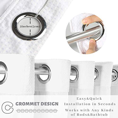Hotel Grade Waffle Weave Fabric Hook Free Shower Curtain with Magnets Snap-in Liner - Heavy Duty Bath Curtain with See Through Top Machine Washable 71" W * 79“ L White - color: White, size: 71"W x 79"L (Pack of 1)