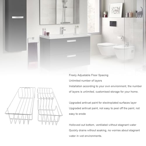 Rustic Brown Over Toilet Floating Shelf Duty Iron Wall Mounted Bathroom Storage Shelf with Space Saving Design Finish Easy Installation