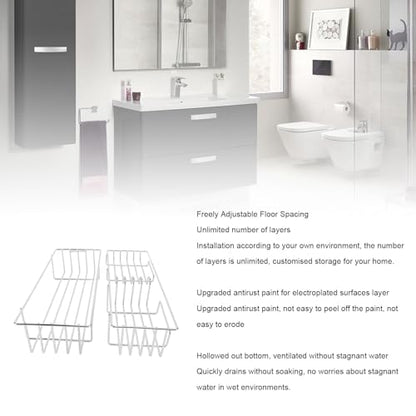 Rustic Brown Over Toilet Floating Shelf Duty Iron Wall Mounted Bathroom Storage Shelf with Space Saving Design Finish Easy Installation