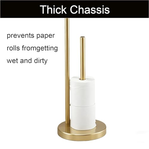 Toilet Paper Roll Holder Stand, NEWRAIN Bathroom Free Standing Toilet Tissue Paper Roll Holder Stand with Reserve Function,Brushed Gold - color: Brushed Gold