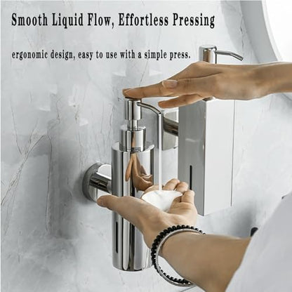 Wall Mounted Soap Dispenser, 280ML Refillable Stainless Steel Hand Soap Pump for Bathroom & Kitchen, Durable Brushed Finish Shower Soap Holder (Black) - color: Black