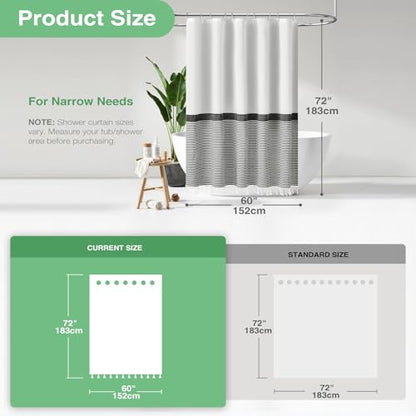 Stall Fabric Shower Curtain,60 inch Modern Farmhouse Black and White Boho Striped Cloth Shower Curtain with Tassels, Hotel Luxury Bathroom Shower Curtain Set with 10 Hook, 60x72 - color: Black, size: 60"W x 72"L (Pack of 1)