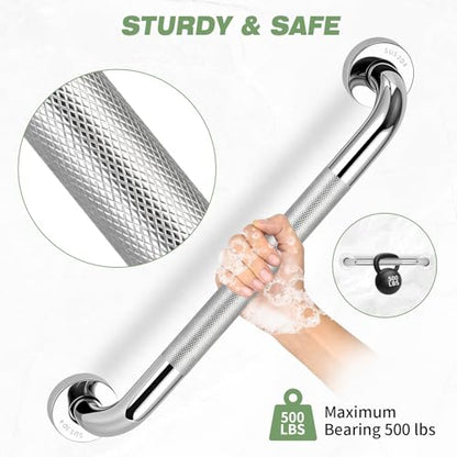 3 PCS Grab Bars for Seniors Bathroom 16" and 12" Shower Safety Handle | Stainless Steel Shower Support Bar Holds up to 500LBs, Anti Slip Bath Assist Handles for Handicap Elderly Injury Pregnant - size: 3PCS