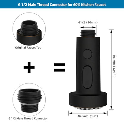 Universal Stainless Kitchen Faucet Head with 15 Adapter Kit, Rubbed Bronze | NSF/ANSI/CAN 372 Certified, Compatible with American Standard/Kohler/Moen/Delta, 3 Function Pull Down Sink Faucet Spray Head - color: Oil Rubbed Bronze