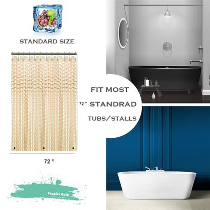 Beige 3D Crystal Plastic Shower Curtain Liner, 72x72 Inch Thin Lightweight Plastic Bathroom Shower Showroom Inner Curtain with Rustproof Metal Grommet Holes and Weighted Magnets - color: B-beige, size: 72"W x 72"L (Pack of 1)