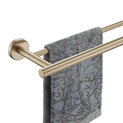 JQK Double Towel Bar Champagne Bronze, 15 Inch 304 Stainless Steel Thicken 0.8mm Towel Rack Holder for Bathroom Washcloths and Hand Towels Wall Mount, Useable Length 12 Inch, TB100L12-CB - color: Champagne Bronze, size: 15 Inch