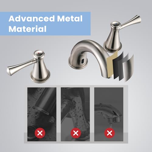 Touchless Bathroom Faucet for 3 Holes with 3 Handles, Controlling Temperature & Adjustable Water Flow, Short & Long Induction Modes, Auto Motion Sensor Brushed Nickel Bathroom Faucet Set 29180 - color: 29180Brushed Nickel