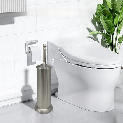 Brushed Nickel Toilet Bowl Brush with Holder, Durable Bathroom Cleaning Tool, Modern Design for Easy Toilet Maintenance, Bathroom Cleaner Brush for Efficient Cleaning and Hygiene - color: Nickel 3