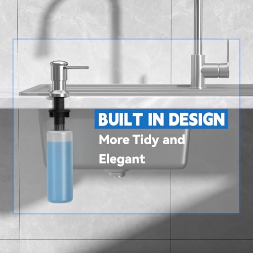 Dish Soap Dispenser, Kitchen Sink Soap Dispenser Pump with 17 OZ Bottle, Refill from The Top, Wide Pump Head Base (Brushed Nickel) - color: Brushed Nickel, size: With Bottle