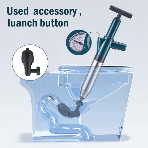 High Pressure Air Toilet Plunger, Plunge Blaster Unclogger Tool for Toilet clearning,Drain unclogging/Bathtub unclog,Remove Sewer Blockage - color: Green, size: Standard