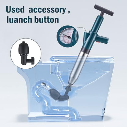 High Pressure Air Toilet Plunger, Plunge Blaster Unclogger Tool for Toilet clearning,Drain unclogging/Bathtub unclog,Remove Sewer Blockage - color: Green, size: Standard