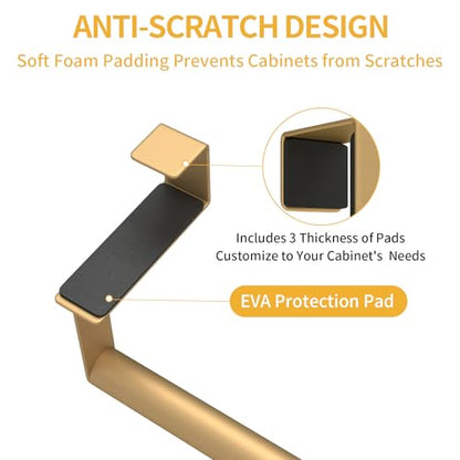 STWWO Kitchen Towel Holder for Cupboard Gold | Over Cabinet Door Towel Bar, Over The Door Towel Rack, Stainless Steel Dish Towel Holder Hanger Rv Towel Rack, 2 Pack - color: Gold