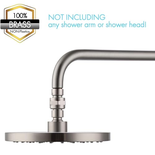 Shower Connector Ball Joint Shower Head Swivel Ball Adapter Brass Adjustable Shower Arm Extension Universal Component Brushed Nickel - color: Brushed Nickel
