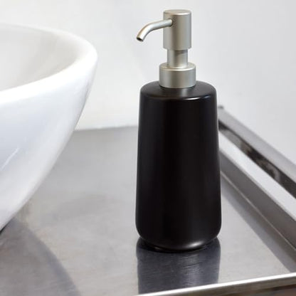 iDesign Dispenser for Bathroom Holds Hand Soap or Lotion-Set of 2-Matte Black Eco Vanity Ceramic Pump-Tall M2 - color: Matte Black, style: Pack of 2