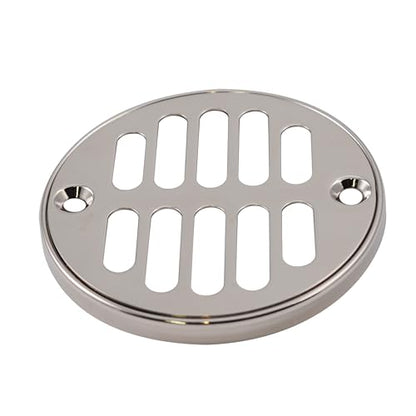 Westbrass R313-05 Square Brass Shower Tile with Round Strainer Grid Drain Cover and Crown Ring, Polished Nickel - color: Polished Nickel, size: 1-Pack