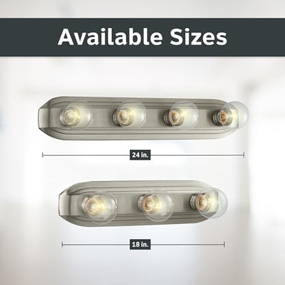 Designers Fountain 4-Lights Melrose Vanity Light Fixture, 24 Inch Wall Mount Sconce for Bathroom, Bedroom or Mirror, Brushed Nickel, 6614-BN - size: 4-Light