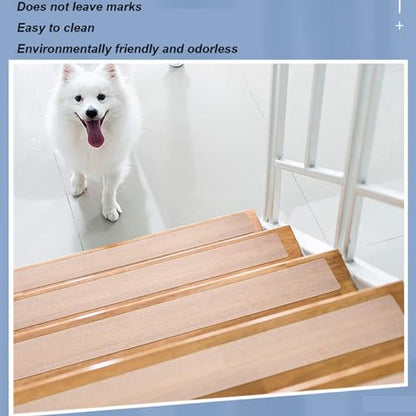 Stair Treads Non Slip, 15-Pack Pre-Cut Transparent Anti Slip Strips, Soft and Waterproof Tape for Floor, Bathtub, Bathroom, Safety for Elderly, Children, and Pets (Size : 10x61cm) - size: 10x61cm
