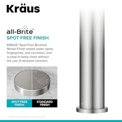 KRAUS Indy Bathroom Faucet for Vessel Sink in Spot-Free Brushed Nickel with Single Handle, Pop Up Drain and Supply Lines, KVF-1410SFBN - color: Spot Free Brushed Nickel, style: Vessel