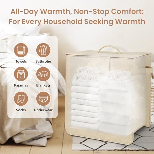 Towel Warmer Bucket - Hot Towel Warmer for Bathroom & Home Spa, Fits 3 Oversized 40"x70" Towels/Bathrobes/Blankets, Auto Shut Off & Adjustable Timer (Upright- Geometric Weave Style) - size: Upright- Geometric Weave Style