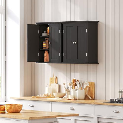 ChooChoo Bathroom Wall Cabinet with 2 Doors, Over The Toilet | 8.8"D x 21.1"W x 24"H, Medicine Cabinet, Adjustable Shelves, Cupboard, Black - color: Black, size: 8.8"D x 21.1"W x 24"H