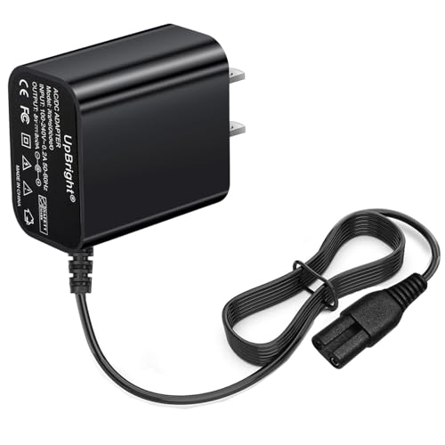 UpBright 2-Prong 9V AC/DC Adapter Compatible with LABIGO LA2 LA3 Pro KS-2629 KS-2639 7.4V 2500mAh Li-ion Battery Electric Bathroom Spin Scrubber Cordless Shower Cleaning Brush Power Supply Charger PSU