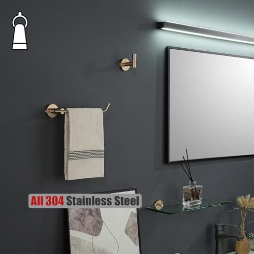 JQK Hand Towel Bar, Champagne Bronze Stainless Steel Towel Ring Holder for Bathroom, 9 Inch Wall Mount Right Hand, TR100-CB - color: Champagne Bronze, size: 9 Inch (Right)