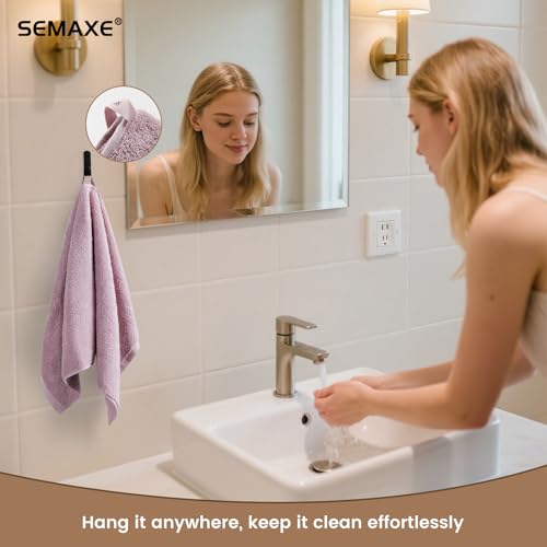 4-Pack Purple Cotton Hand Towels for Bathroom with Hanging Loops | Sink-side towels for drying hands and face, ideal for bathrooms, guest baths, powder rooms, OEKO-TEX certified, easy care - color: A06: Purple