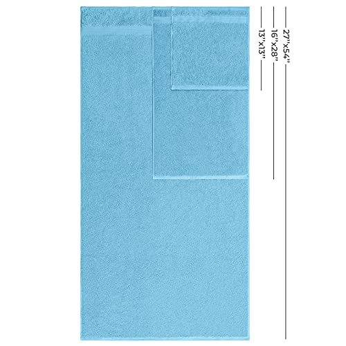 American Veteran Towel, 100% Cotton Turkish 6 Piece Towel Set Luxury Towels Set of 6 for Bathroom Essentials, 2 Bath Towels 2 Hand Towels 2 Washcloths, Sky Blue - color: Sky Blue, size: XL 6PC